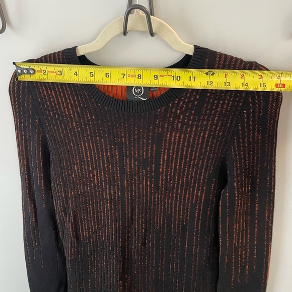 McQ by Alexander McQueen, XS, black and orange ribbed midi longsleeve dress EUC - Picture 5 of 14